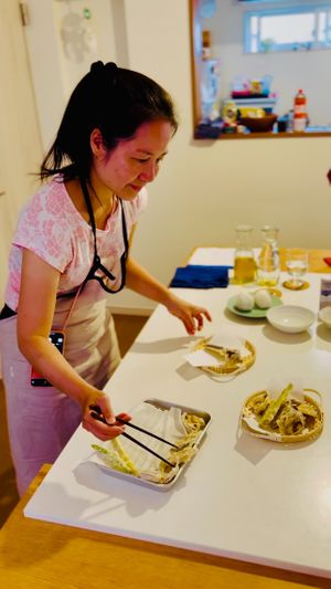 天ぷらの盛り付け at Kyoto Green Cuisine in Kyoto