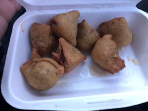 Vegan samosa   at House of Dosas in Hicksville