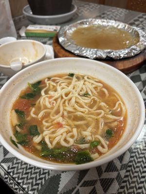 Noodles in tomato soup, can chose different soups at Inch of Grass Vegetarian - 寸草心素食 in Lijiang