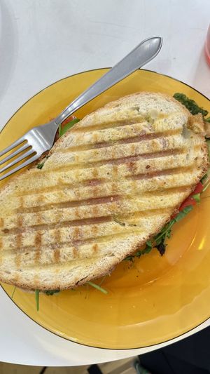 Arugula, pesto, red pepperrs  at Dale Café Salamanca in Salamanca