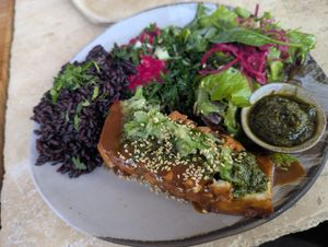 Miso tofu with black rice at Flavour Fields - Galleria Mall in Dubai