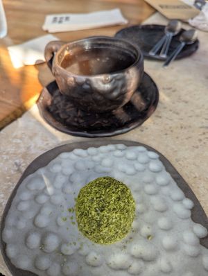 Matcha ball at Flavour Fields - Galleria Mall in Dubai