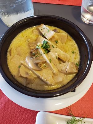 Seitan with mushrooms at So What?!? in Rome