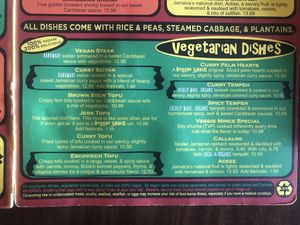 Menu at Reggae Shack Cafe in Gainesville