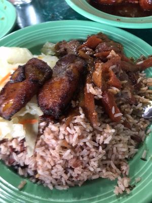 Vegan steak dish at Reggae Shack Cafe in Gainesville