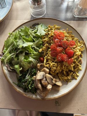 Scrambled tofu on multigrain (currently in testing)  at The 11 Concept in Volos