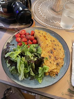 vegan chickpea omelett (9.30€)  at The 11 Concept in Volos