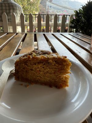 Vegan carrot cake  at Ganga View Cafe in Rishikesh