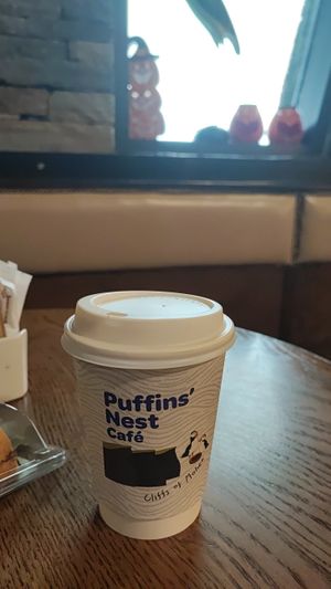 delicious Cappuccino with oat milk (unfortunately plant milk costs extra 0,90€) at The Puffins Nest Café in Liscannor