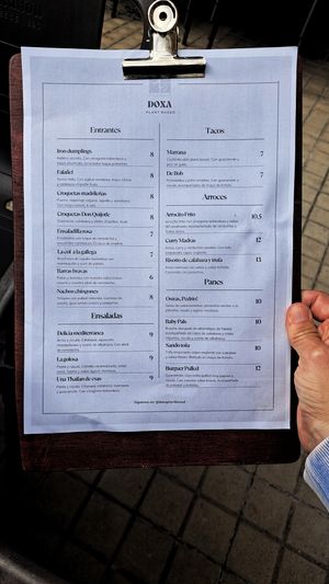Carta de Doxa Plant Based at Doxa in Madrid