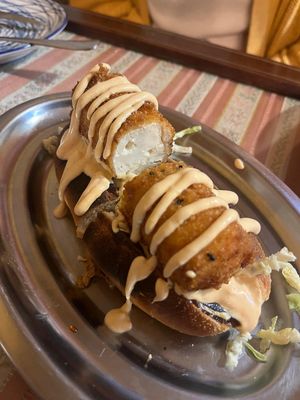 Tofu Asian like hot dogg  at Doxa in Madrid