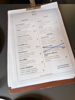 menu at Doxa in Madrid