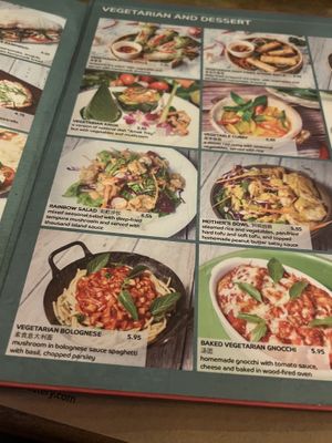 The veggie section of the menu   at Paper Tiger Eatery in Siem Reap