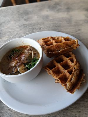 Waffle n Gravy (half portion) at Nectar Cafe in Portland