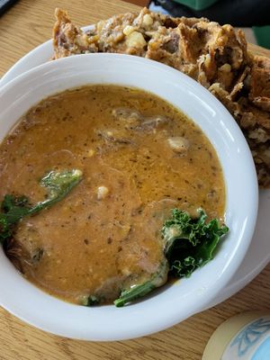 Potato waffle and gravy  at Nectar Cafe in Portland