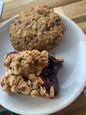 Chocolate chip cookie and oat berry bar  at Nectar Cafe in Portland