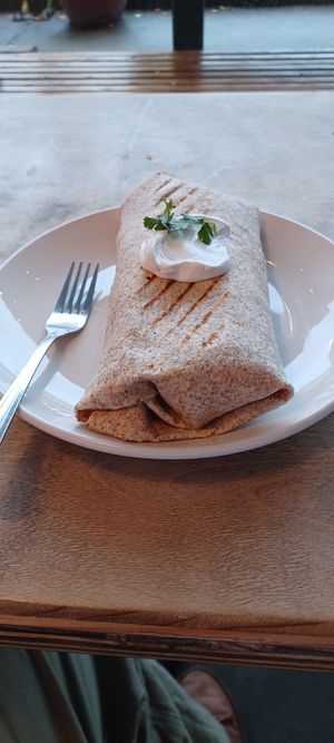Breakfast burrito with avocado at Nectar Cafe in Portland