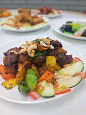 Black Pepper Honey Veggie Fillet Steak Bites with Potato 蜜椒薯仔牛肉粒 (Photo by 元朗大樹下天后古廟) at Tin Hau Temple - 大樹下天后古廟齋菜食堂 in New Territories