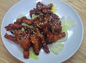 Veggie BBQ Pork with Honey and Black Olive Sauce 欖角叉燒 (Photo by Ringo Yeung) at Tin Hau Temple - 大樹下天后古廟齋菜食堂 in New Territories