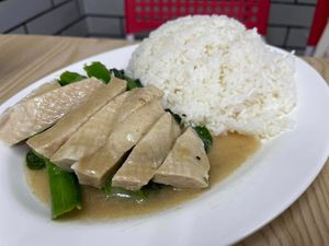 (Vegan) Signature Salt Baked Vegan Chicken and Rice 金牌鹽焗雞飯 (Photo by Baron Yeung) at Tin Hau Temple - 大樹下天后古廟齋菜食堂 in New Territories