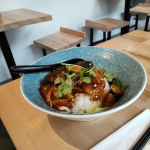 Aubergine and rice at NaiNai Bao in Cologne