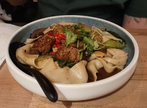 Biang Biang Vegan with extra chilli (disappointing, especially the tofu) at NaiNai Bao in Cologne