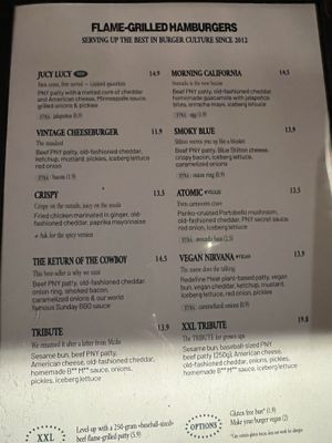 menu  at PNY Burger - Gaité in Paris