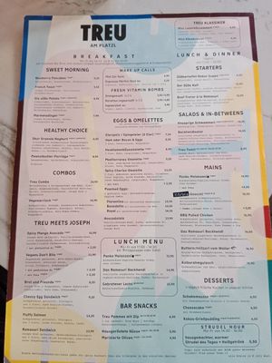 Menu at Treu am Platzl in Vienna