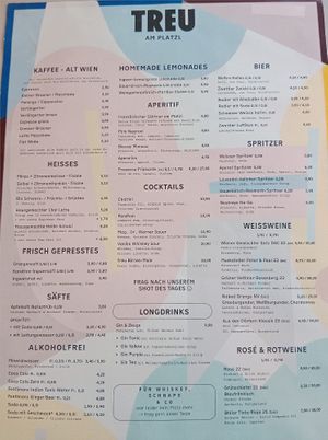 Drinks. They offer oat milk with no extra charge :) at Treu am Platzl in Vienna