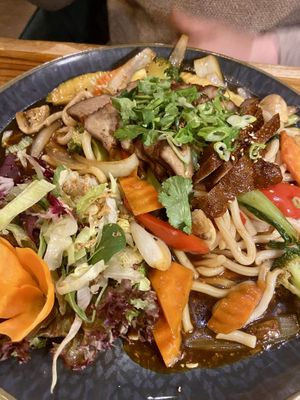 Teriyaki udon with mock duck   at Tokymon Chay in Frankfurt