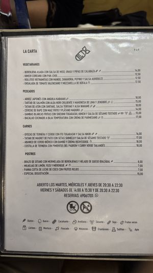menu  at Refugio in Valencia