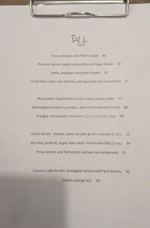 Menu (Dec 24) at Tau Cozinha in Sao Paulo