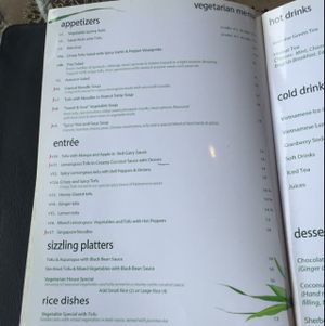 vegetarian menu at Lemongrass Cafe in Edmonton