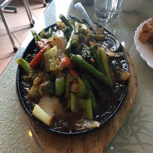 Sizzling asparagus and black bean sauce at Lemongrass Cafe in Edmonton