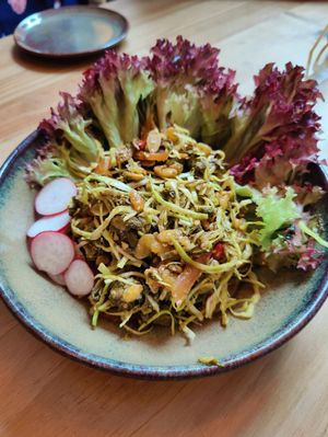 Laphet Thoke, fermented tea leaf salad which is a must try! at Yangon Delight in Amsterdam