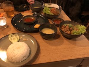 Pumpkin curry and Soya chunks Masala curry   at Yangon Delight in Amsterdam