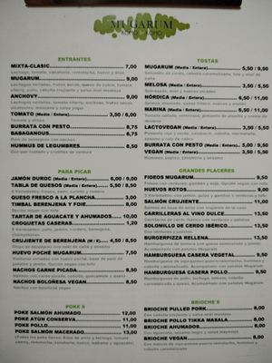 Carta principal  at Mugarum Kómo Komo in Cartagena