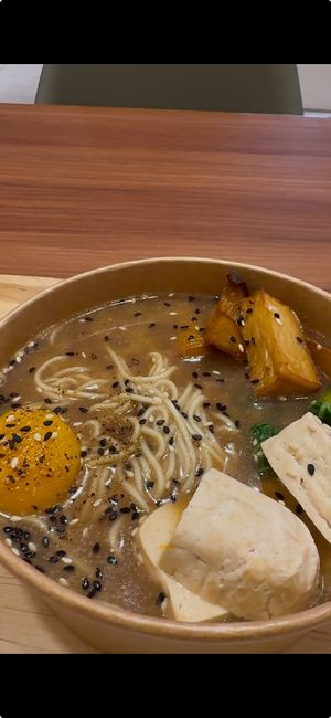 Black garlic tonkotsu ramenn bowl  at ONE bOwl Vegan by CANES in Bangkok