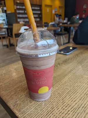 Vegan chocolate milkshake - taste just like a second cup frozen hot chocolate at Remedy Cafe - Jasper Ave in Edmonton