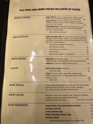 Menu at Wild Scallion in Penticton