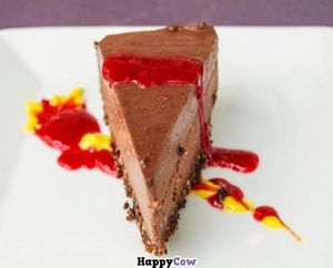 Raw chocolate raspberry pie at Wild Scallion in Penticton