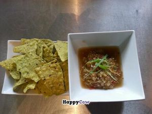 Salsa Verde and Kale Chia seed chips at Wild Scallion in Penticton