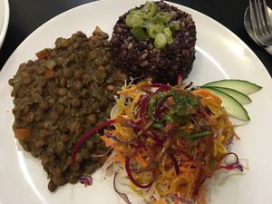 Lentil Dahl, Mixed Grains and coleslaw - delic!! at Wild Scallion in Penticton