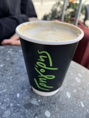 Decaf soy latte  at Gregory's in Naxos