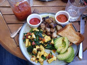 Tofu Scramble with delicious homemade sauce!!! at Zava Cafe in Milton