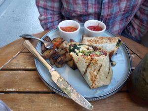 Tofu burrito great for breakfast or lunch at Zava Cafe in Milton