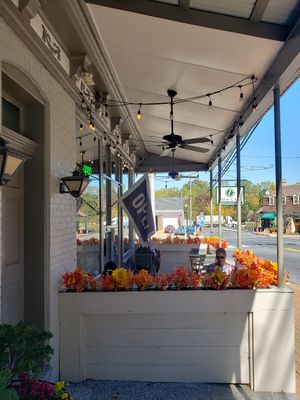 Outdoor dining on Federal Street, nice, folksy at Zava Cafe in Milton