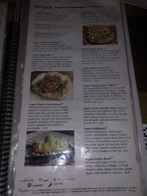 Vegan menu  at Nacho Daddy - Downtown in Las Vegas