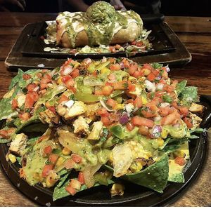 Vegan nachos and vegan burrito at Nacho Daddy - Downtown in Las Vegas
