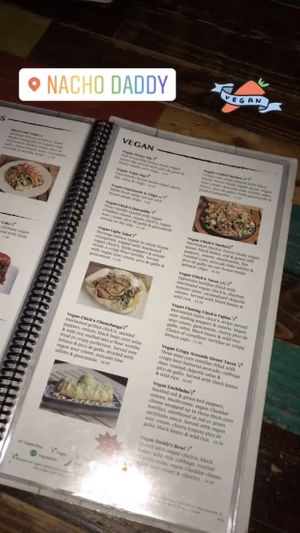 Vegan Menu at Nacho Daddy - Downtown in Las Vegas